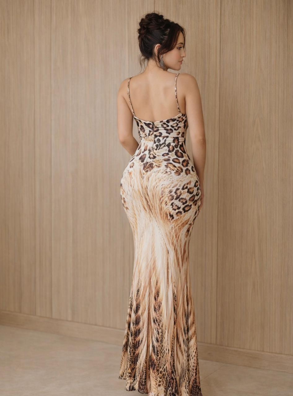 Women’s Leopard Print Bodycon Maxi Dress
