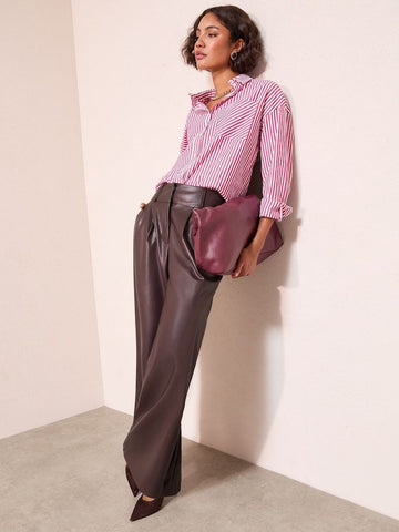 High-Waist Faux Leather Wide-Leg Pants
