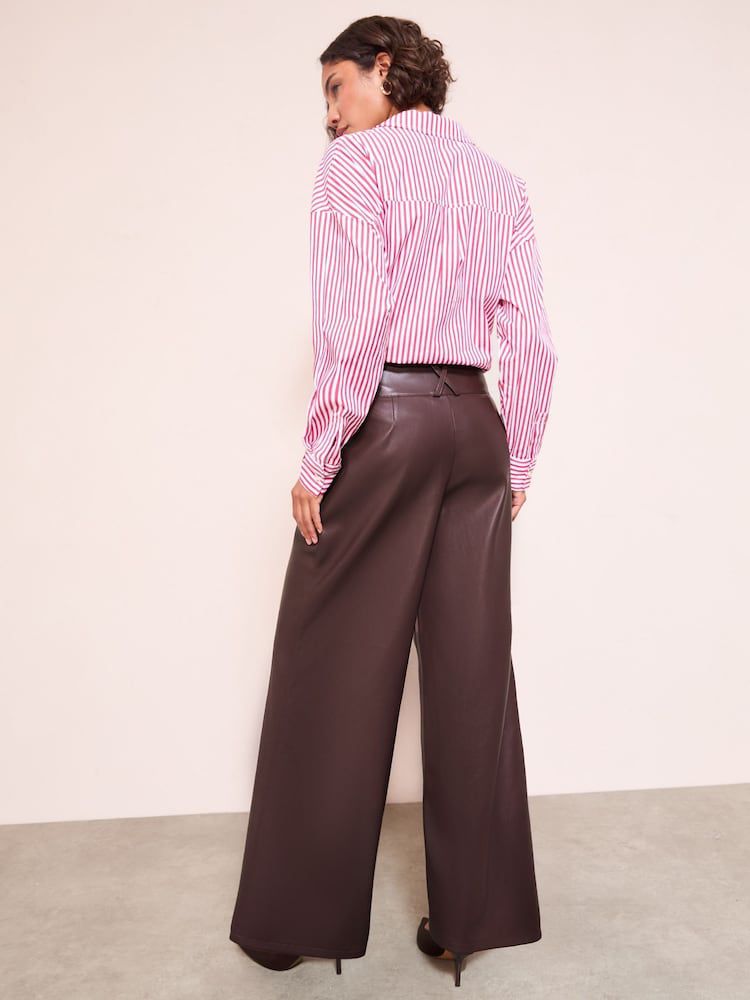 High-Waist Faux Leather Wide-Leg Pants