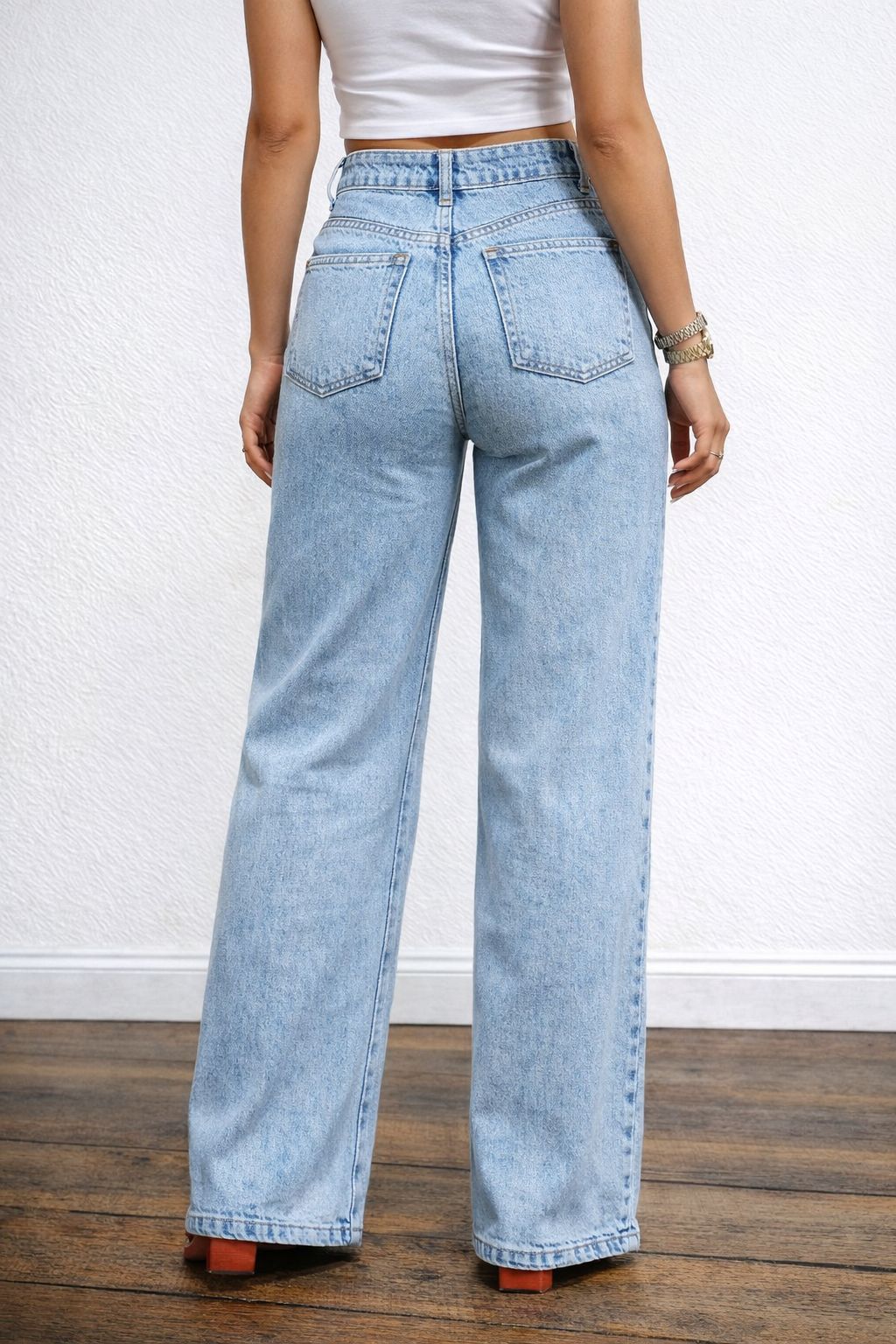 Classic High-Waist Wide Leg Denim Jeans