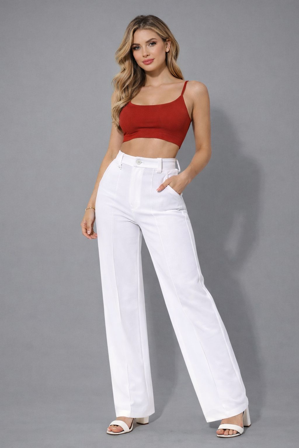 High-Waist Sky Blue Flared Pants