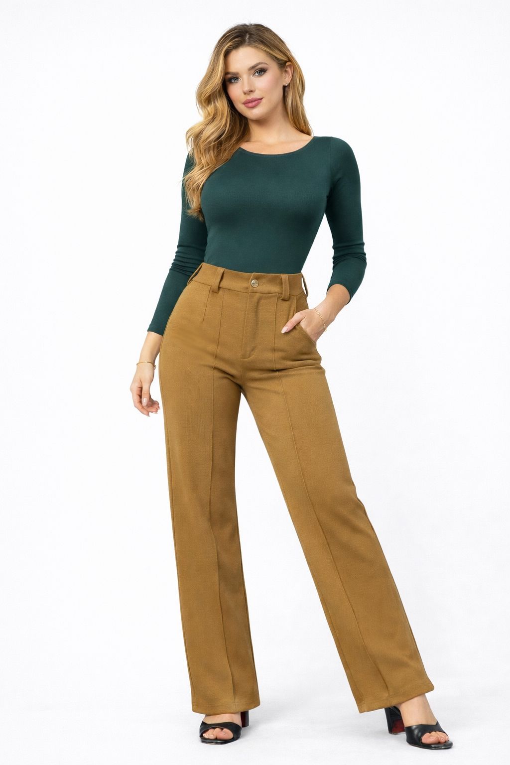 High-Waist Sky Blue Flared Pants